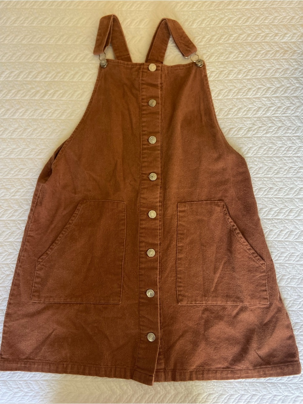 Wishlist Rust Brown Corduroy Button-Up Pinafore Dress